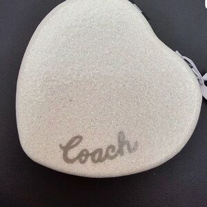 Coach Glittery White Heart Compact Mirror
